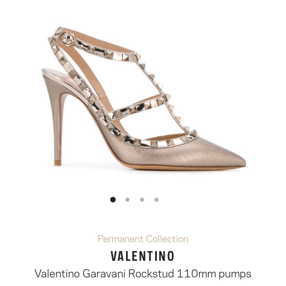 valentino rockstud slingback pebbled metallic